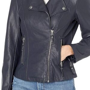 Max Studio Navy Leather Jacket